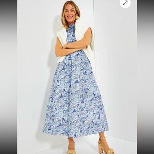 Hyacinth House - Tuckernuck Blue White Halter Neck Midi Dress- Size XXL - NWT